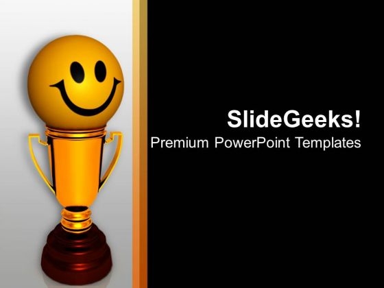 3d Image Of Happy Smiley With Trophy PowerPoint Templates Ppt Backgrounds For Slides 0213 3d Image Of Happy Smiley With Trophy PowerPoint Templates Ppt Backgrounds For Slides 0213