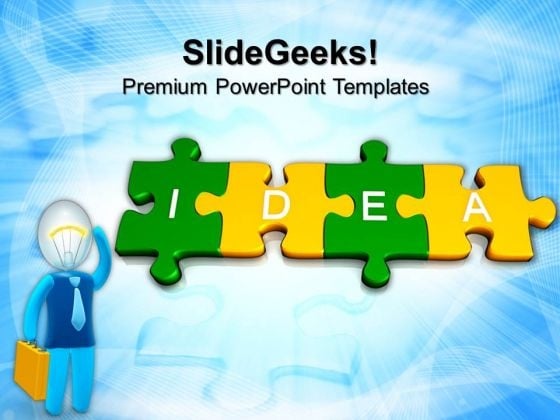3d Jigsaw Puzzle Pieces With Idea Business PowerPoint Templates And PowerPoint Themes 0912