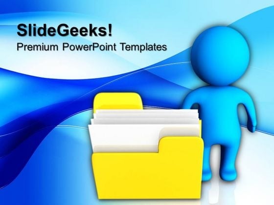 3d Man And Yellow Folder Computer PowerPoint Templates And PowerPoint Themes 0912