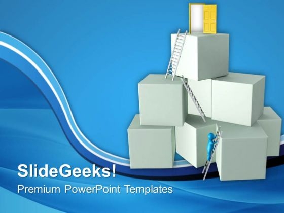 3d Man Climbing Success Ladders PowerPoint Templates Ppt Backgrounds For Slides 0713