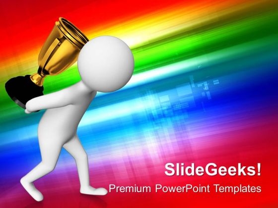 3d Man Holding Trophy On His Back PowerPoint Templates Ppt Backgrounds For Slides 0813 3d Man Holding Trophy On His Back PowerPoint Templates Ppt Backgrounds For Slides 0813