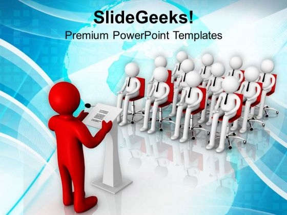3d Man Making A Formal Announcement PowerPoint Templates Ppt Backgrounds For Slides 0713