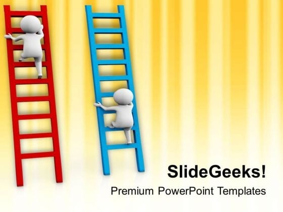 3d Man On Ladders Competing PowerPoint Templates Ppt Backgrounds For Slides 0813 3d Man On Ladders Competing PowerPoint Templates Ppt Backgrounds For Slides 0813
