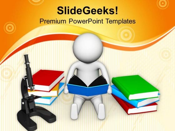 3d man reading science powerpoint templates ppt backgrounds for