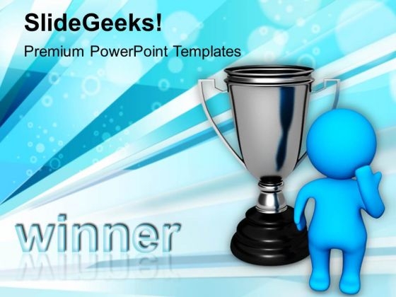 3d Man Standing With Silver Trophy PowerPoint Templates Ppt Backgrounds For Slides 0213 3d Man Standing With Silver Trophy PowerPoint Templates Ppt Backgrounds For Slides 0213