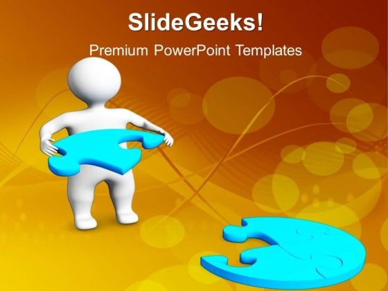 3d Man With Blue Puzzle Jigsaw PowerPoint Templates And PowerPoint Themes 1012
