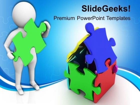 3d Man With Puzzle House PowerPoint Templates Ppt Backgrounds For Slides 0813 3d Man With Puzzle House PowerPoint Templates Ppt Backgrounds For Slides 0813