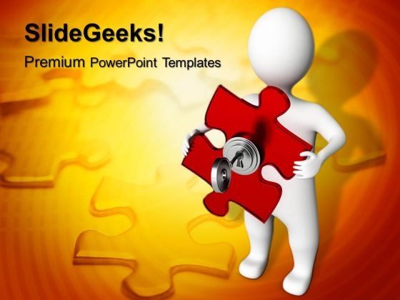 3d Man With Puzzle Key PowerPoint Templates And PowerPoint Themes 1012