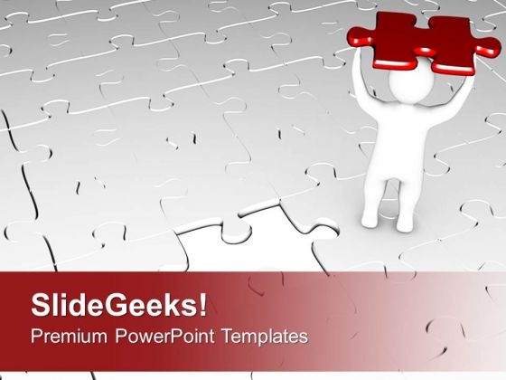3d Man With Red Puzzle Piece PowerPoint Templates Ppt Backgrounds For Slides 0413 3d Man With Red Puzzle Piece PowerPoint Templates Ppt Backgrounds For Slides 0413