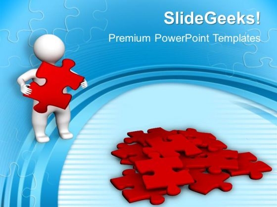 3d Man With Red Puzzles PowerPoint Templates And PowerPoint Themes 1012 3d Man With Red Puzzles PowerPoint Templates And PowerPoint Themes 1012