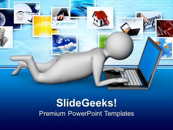 3d Man Working On Laptop PowerPoint Templates Ppt Backgrounds For Slides 0813 3d Man Working On Laptop PowerPoint Templates Ppt Backgrounds For Slides 0813