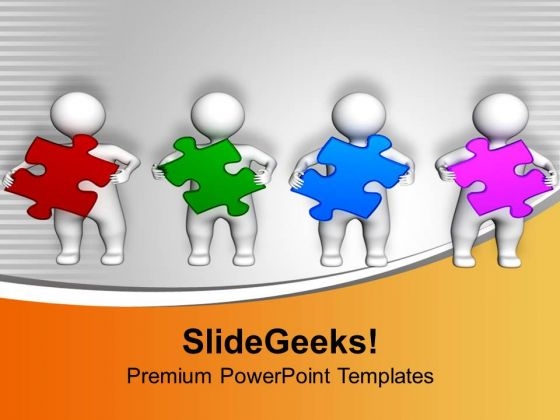 3d Men Holding Colorful Puzzles PowerPoint Templates Ppt Backgrounds For Slides 0113