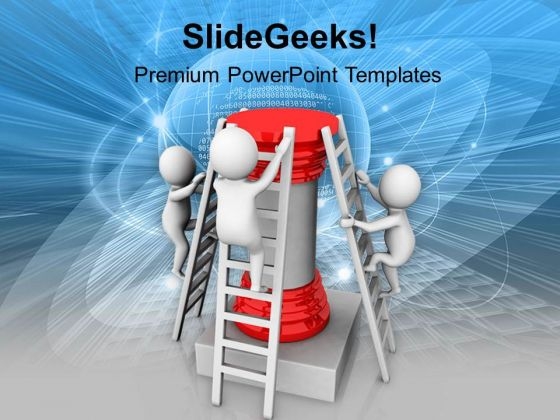3d Men On Ladders With A Piller PowerPoint Templates Ppt Backgrounds For Slides 0813 3d Men On Ladders With A Piller PowerPoint Templates Ppt Backgrounds For Slides 0813