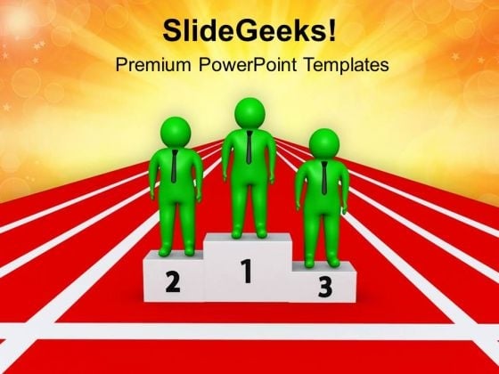 3d Men On Winning Podium PowerPoint Templates Ppt Backgrounds For Slides 0813