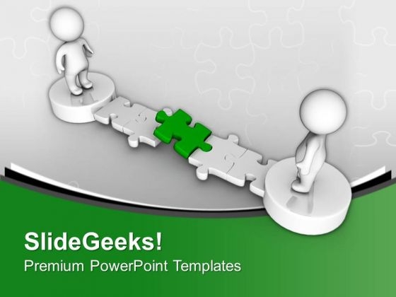 3d Men With Green Puzzle Pathway PowerPoint Templates Ppt Backgrounds For Slides 0213