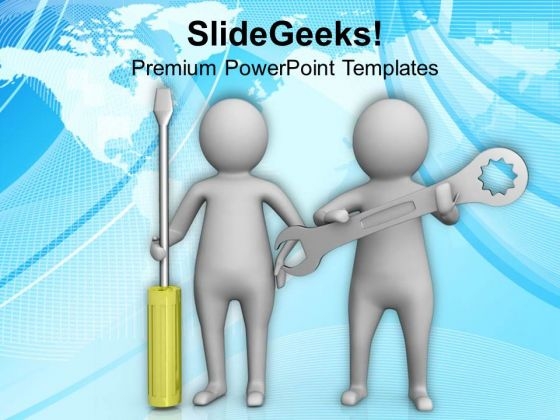 3d Men With Screw Driver And Wrench PowerPoint Templates Ppt Backgrounds For Slides 0813 3d Men With Screw Driver And Wrench PowerPoint Templates Ppt Backgrounds For Slides 0813