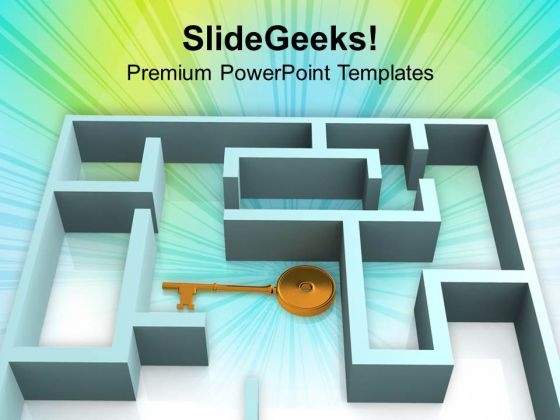 3d Rendered Labyrinth And The Key PowerPoint Templates Ppt Backgrounds For Slides 0213