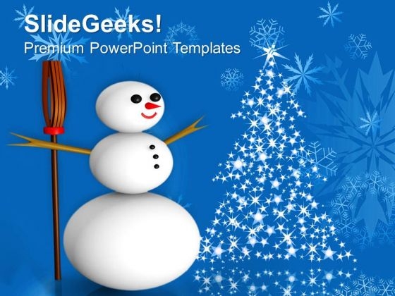3d Snowman With Broom On Snowflakes Background PowerPoint Templates Ppt Backgrounds For Slides 1212 3d Snowman With Broom On Snowflakes Background PowerPoint Templates Ppt Backgrounds For Slides 1212