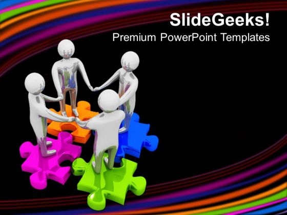 3d Team On Colorful Puzzle Business Factors PowerPoint Templates Ppt Backgrounds For Slides 0113
