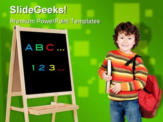 Adorable Child Studying Education PowerPoint Backgrounds And Templates 1210