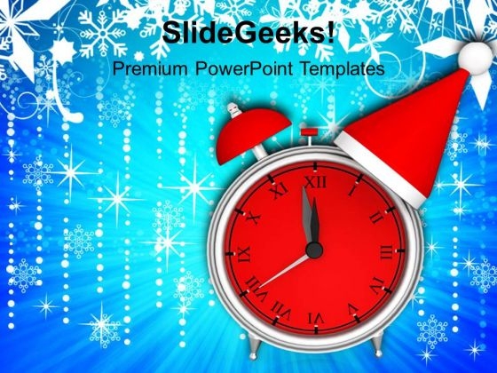 Alarm Clock Christmas Hat Welcome New Year PowerPoint Templates Ppt Backgrounds For Slides 1212 Alarm Clock Christmas Hat Welcome New Year PowerPoint Templates Ppt Backgrounds For Slides 1212