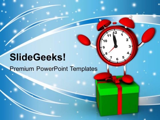 Alarm Clock On Gift Box Festival PowerPoint Templates Ppt Backgrounds For Slides 1212 Alarm Clock On Gift Box Festival PowerPoint Templates Ppt Backgrounds For Slides 1212