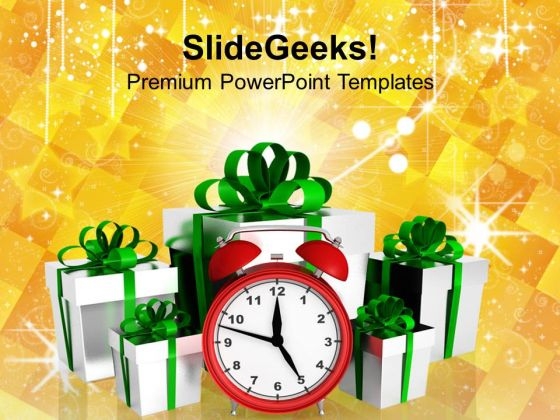Alarm Clock With Christmas Gifts Events PowerPoint Templates Ppt Backgrounds For Slides 1112 Alarm Clock With Christmas Gifts Events PowerPoint Templates Ppt Backgrounds For Slides 1112