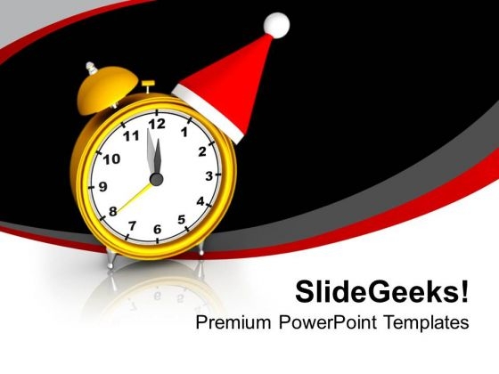 Alarm Clock With Christmas Hat Decoration PowerPoint Templates Ppt Backgrounds For Slides 0113 Alarm Clock With Christmas Hat Decoration PowerPoint Templates Ppt Backgrounds For Slides 0113