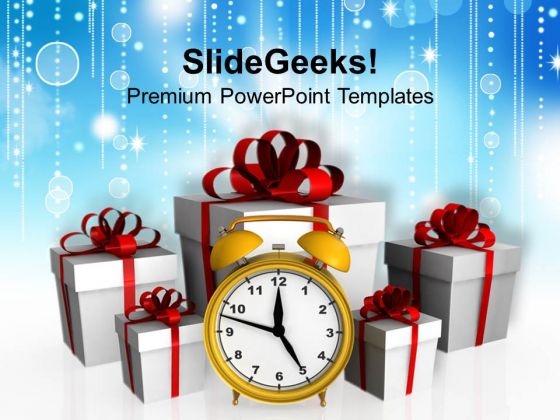 Alarm Clock With Gift Boxes Festival PowerPoint Templates And PowerPoint Themes 1112 Alarm Clock With Gift Boxes Festival PowerPoint Templates And PowerPoint Themes 1112