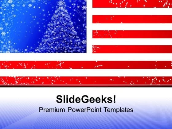 American Flag Christmas PowerPoint Templates Ppt Backgrounds For Slides 0113