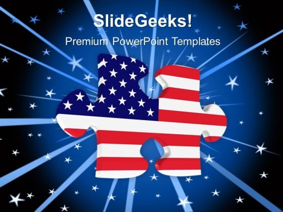 American Flag In Shape Of Puzzle PowerPoint Templates And PowerPoint Themes 1012 American Flag In Shape Of Puzzle PowerPoint Templates And PowerPoint Themes 1012
