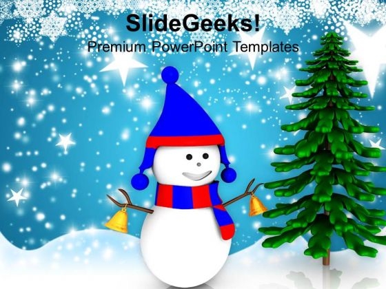 Analogy Of Snowman And Pine Tree Christmas PowerPoint Templates Ppt Backgrounds For Slides 1212