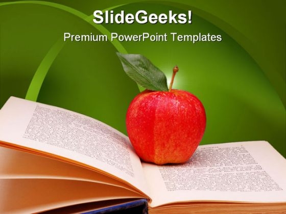 Apple With Book Education PowerPoint Template 0810