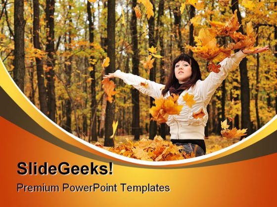 Autumn Girl Nature PowerPoint Template 1010 Autumn Girl Nature PowerPoint Template 1010