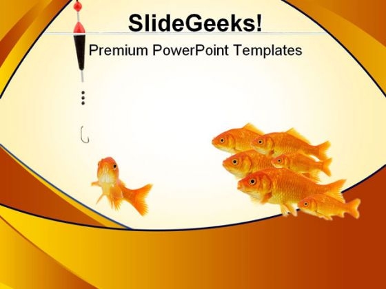 Bait Gold Fishes PowerPoint Template 0810 Bait Gold Fishes PowerPoint Template 0810