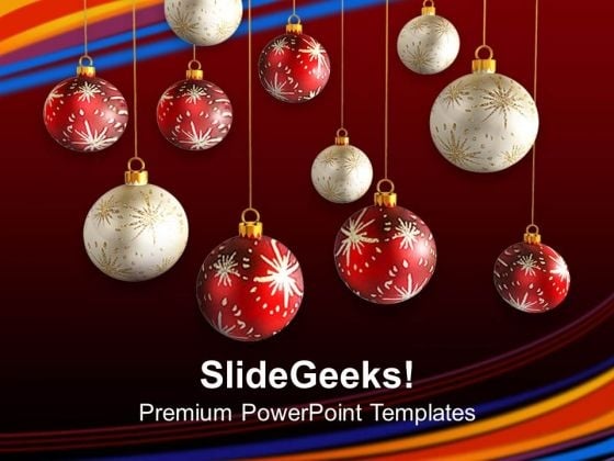 Balls Hanging From Ceiling Christmas PowerPoint Templates Ppt Backgrounds For Slides 1212