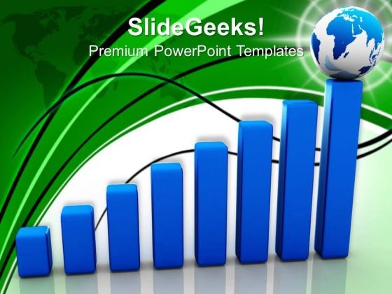 Bar Graph With Globe On Top Global Business PowerPoint Templates And PowerPoint Themes 1112