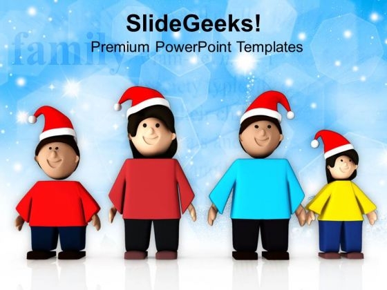 Beautiful Family With Hat Of Santa Claus PowerPoint Templates Ppt Backgrounds For Slides 0713 Beautiful Family With Hat Of Santa Claus PowerPoint Templates Ppt Backgrounds For Slides 0713