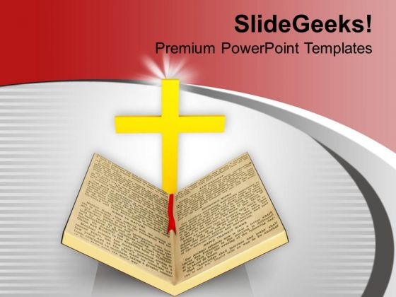 Bible And Cross Background Religion PowerPoint Templates Ppt Backgrounds For Slides 0113