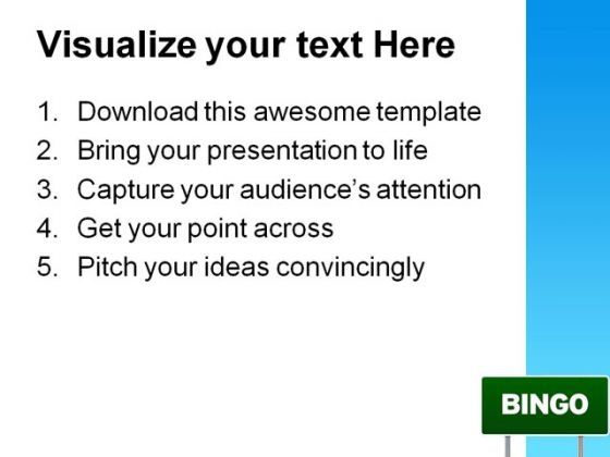 bingo highway signpost metaphor powerpoint templates and bingo powerpoint