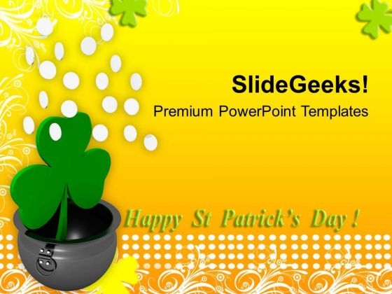 Black Pot With Shamrock St Patricks Day PowerPoint Templates Ppt Backgrounds For Slides 0313 Black Pot With Shamrock St Patricks Day PowerPoint Templates Ppt Backgrounds For Slides 0313