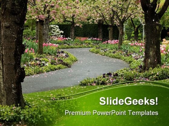Blossom Path Nature PowerPoint Template 1010 Blossom Path Nature PowerPoint Template 1010