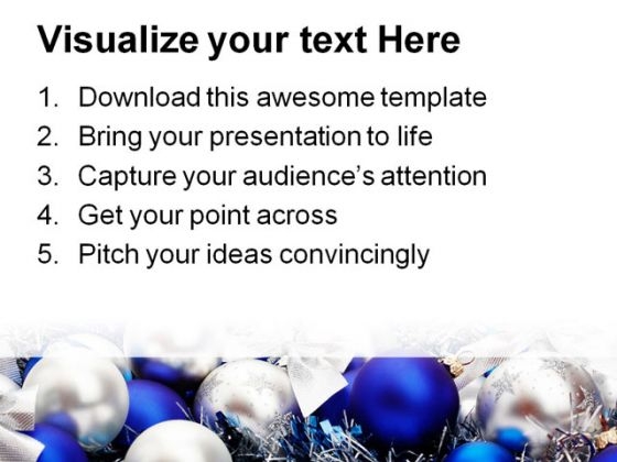 Blue Decorations Christmas PowerPoint Template 0610 best compatible