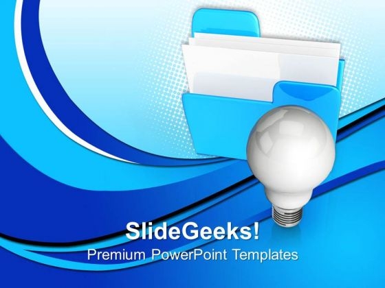 Blue Folder With Bulb Technology PowerPoint Templates And PowerPoint Themes 0812 Blue Folder With Bulb Technology PowerPoint Templates And PowerPoint Themes 0812