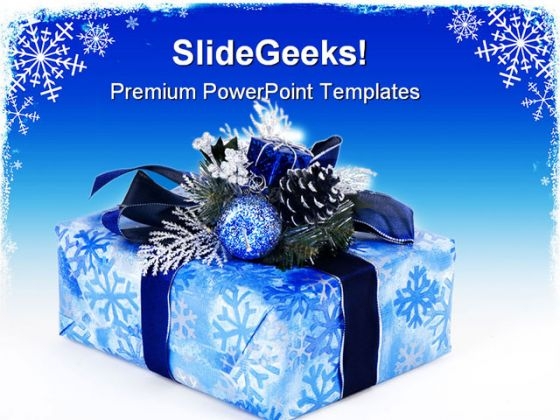Blue Gift Box Christmas PowerPoint Templates And PowerPoint Backgrounds 0311