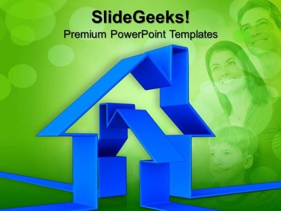 Blue House With Family Illustration PowerPoint Templates And PowerPoint Themes 1012 Blue House With Family Illustration PowerPoint Templates And PowerPoint Themes 1012