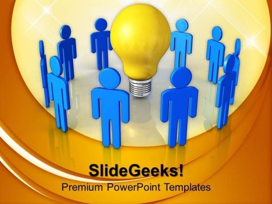Blue Team With Yellow Bulb PowerPoint Templates And PowerPoint Themes 1012 Blue Team With Yellow Bulb PowerPoint Templates And PowerPoint Themes 1012
