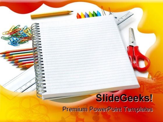 Book And Colors Pencil Education PowerPoint Backgrounds And Templates 1210