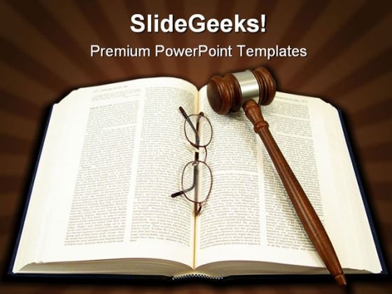 Book Gavel Glasses PowerPoint Template 1110 Book Gavel Glasses PowerPoint Template 1110