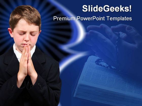 Boy Praying Religion PowerPoint Template 0810